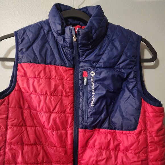 Vineyard Vines Boys Red Blue Nylon Puffer Vest Size Large - Picture 3 of 11